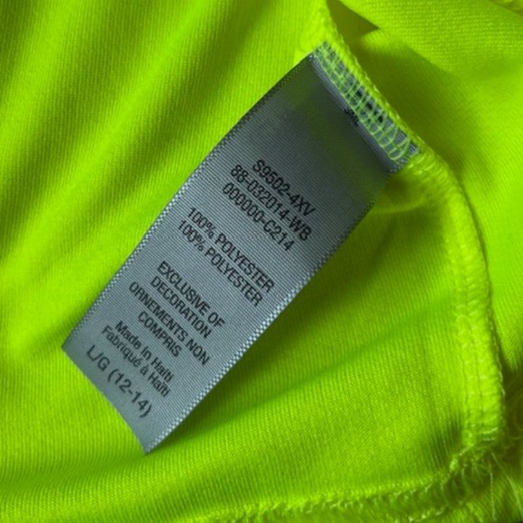 2/$30 C9 by Champion Duo Dry Neon Yellow/Green Shirt Girls Size Large 12/14 - Picture 8 of 11